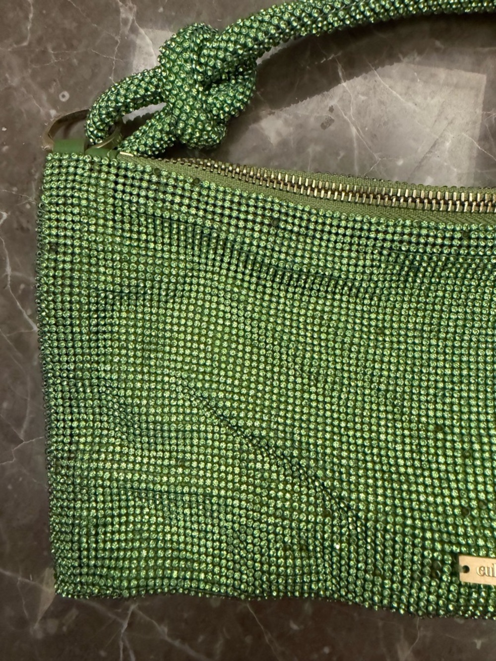 cult gaia Lime Crystal Mesh Knot-Handle Shoulder Bag - Picture 7 of 15